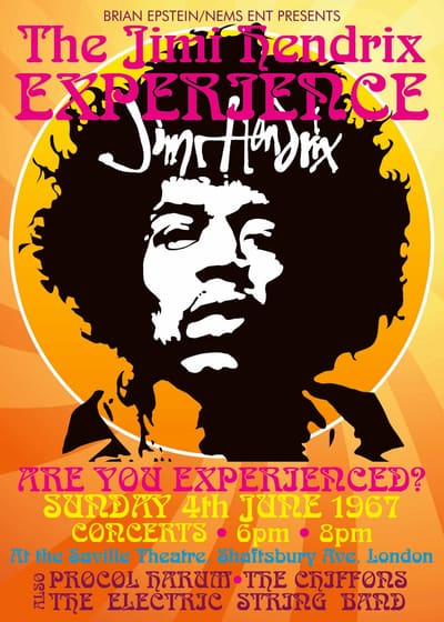 Jimi Hendrix — 1967 — framed print