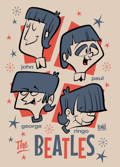 Beatles 60s Cartoon — framed print