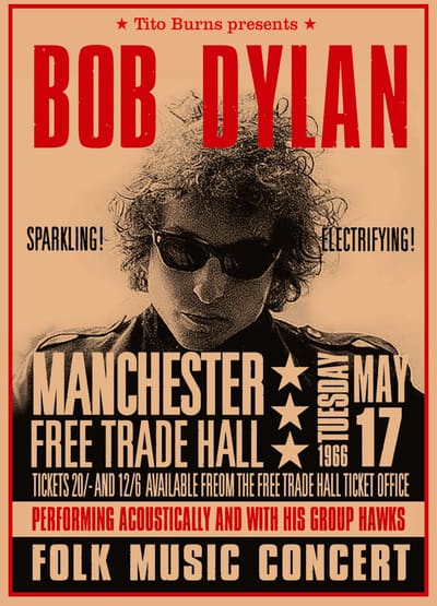 Bob Dylan — Manchester Free Trade Hall 1966 — framed print
