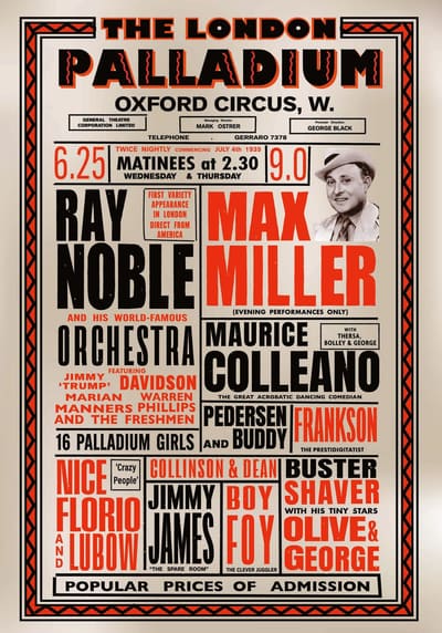 Max Miller — London Palladium — framed print