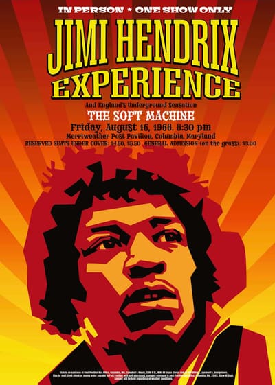 Jimi Hendrix — 1968 — framed print